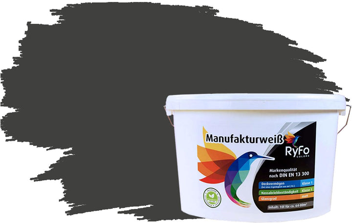 RyFo Colors Bunte Wandfarbe Manufakturweiss Anthrazitgrau 10l - weitere Grau Farbtöne und Grössen er