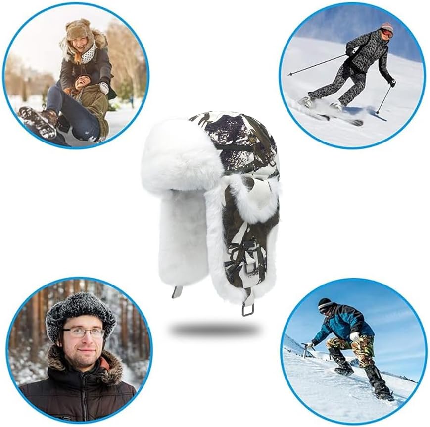 Alkaidstar Unisex Fliegermütze Rib Wolle Bomber Aviator Pilot Hat Faux Fellmütze Winter Russische Mü