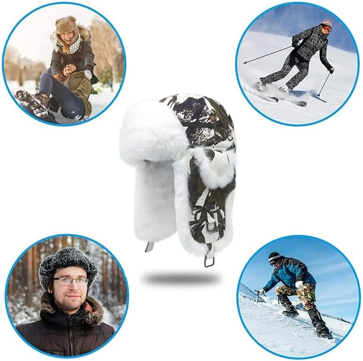 Alkaidstar Unisex Fliegermütze Rib Wolle Bomber Aviator Pilot Hat Faux Fellmütze Winter Russische Mü