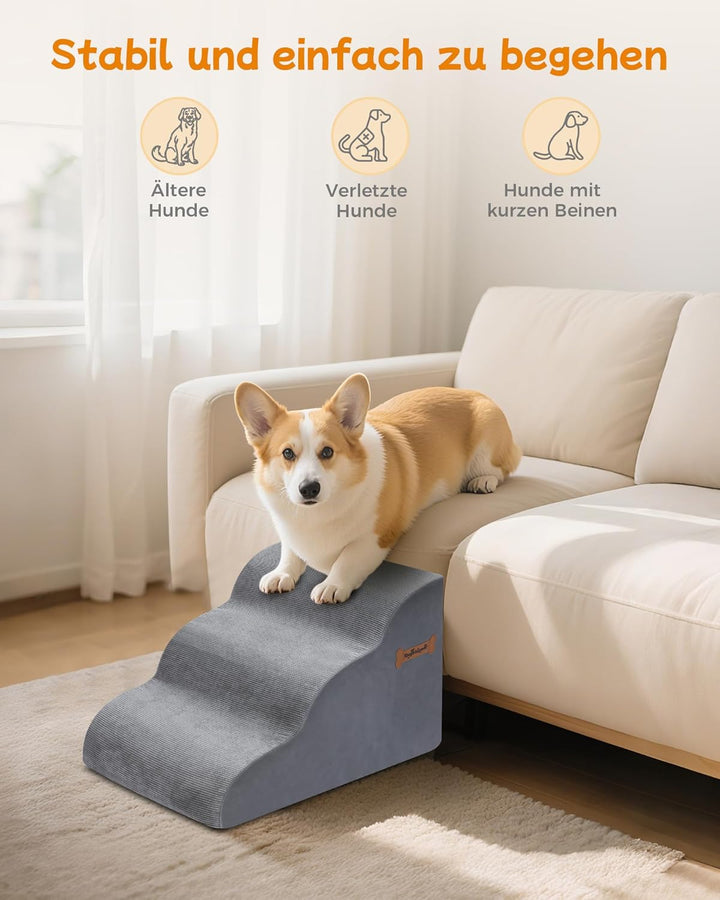 Hundetreppe für Kleine Hunde 30CM hohe 3-stufige kleine Hundefussstufen 32x60x30CM für Sofa und hohe