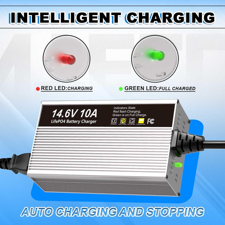 14,6V 10A LiFePO4 Ladegerät für 12V (12,8V) Lithium Eisenphosphat Batterieladegerät Schnellladung sc