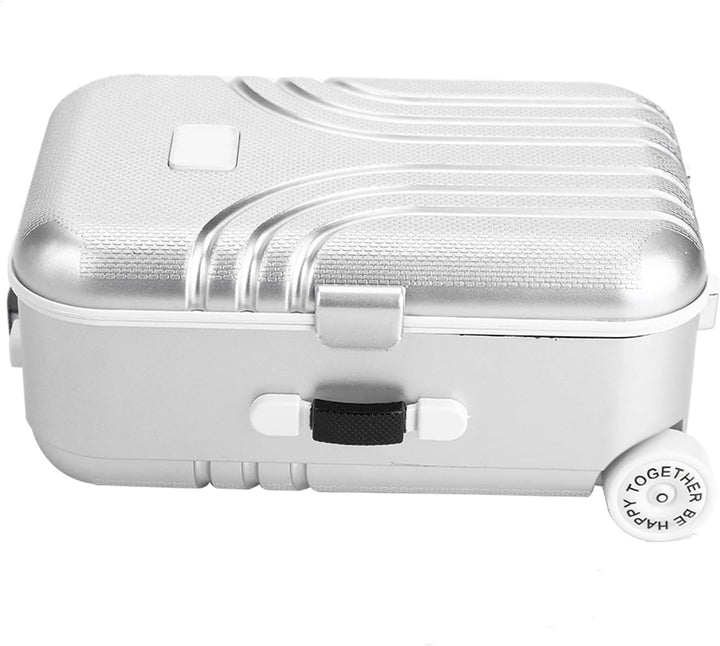 Wakects Reisekoffer für Puppen, Trolley in Mini-Grösse mit Rollkoffer, offen und geschlossen, silber