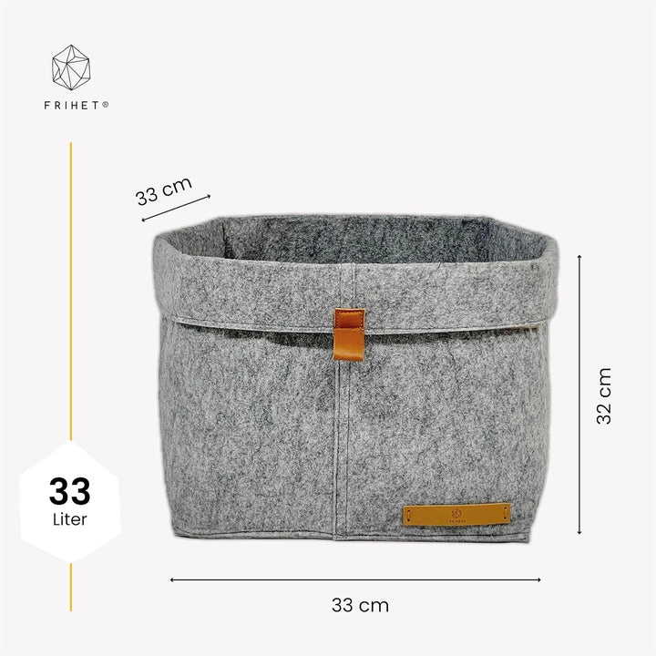 FRIHET® Filz Aufbewahrungskorb für KALLAX Regal | Ordnungsbox in Grau | Filztasche Organizer | Gr. 2