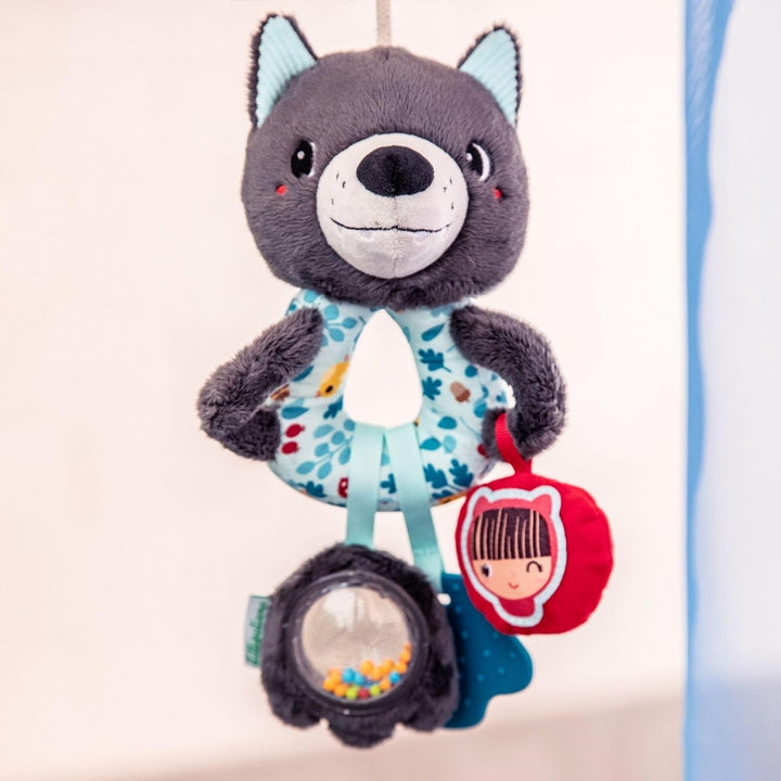Lilliputiens - Multi-Aktivitätsringe Louis der Wolf - Baby-Rassel mit Geräuschen, Texturen und Farbe