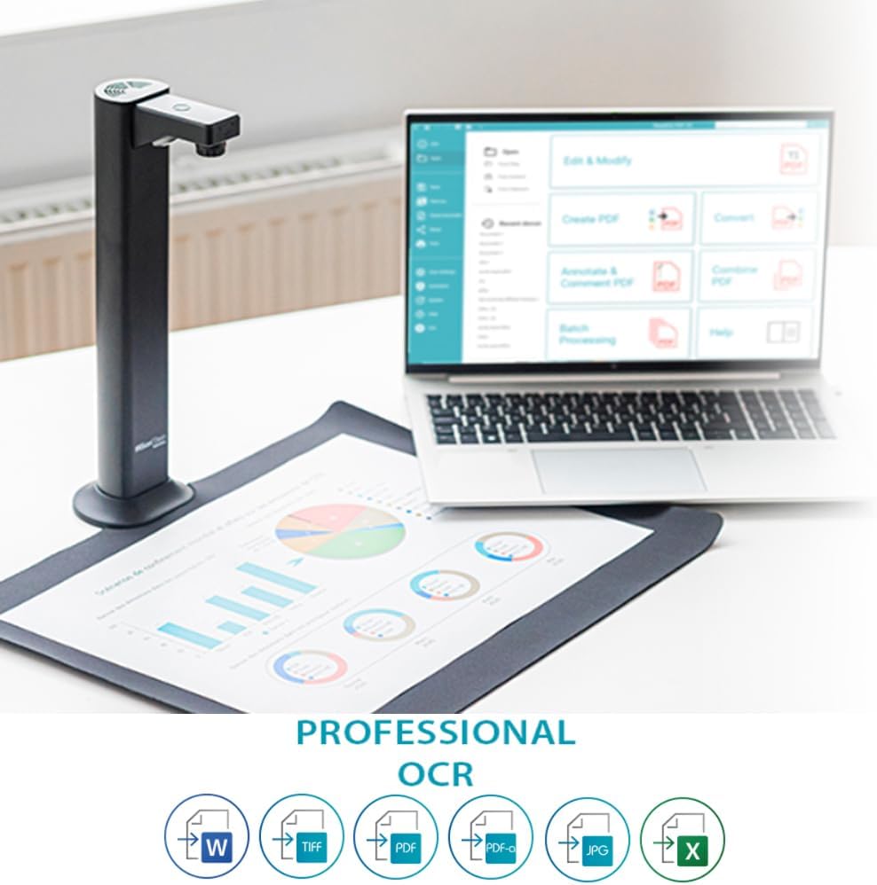 IRIScan Desk Pro Dokumentenscanner LED,Buchscanner 24MP Kamera -v7Bus: a3 scanner 60PPM Free Readiri