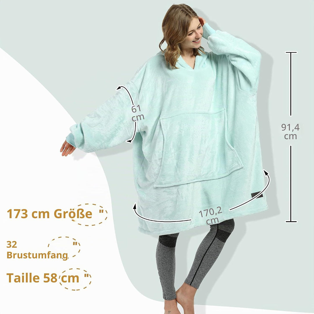 Catalonia Classy Übergrosse Fleece Hoodie Decke Aqua, Warme Grosses Kapuzendecke Tragbare Decke zum