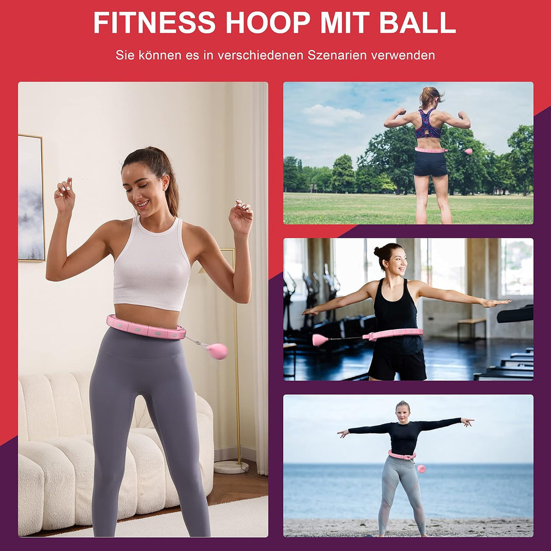 Smart Fitness Hoop Reifen mit Taillenband für Erwachsene &amp; Anfänger – Leiser Hula-Hoop zum Abnehmen,