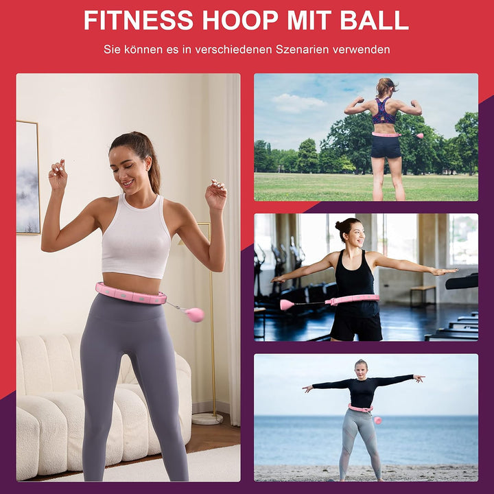 Smart Fitness Hoop Reifen mit Taillenband für Erwachsene &amp; Anfänger – Leiser Hula-Hoop zum Abnehmen,