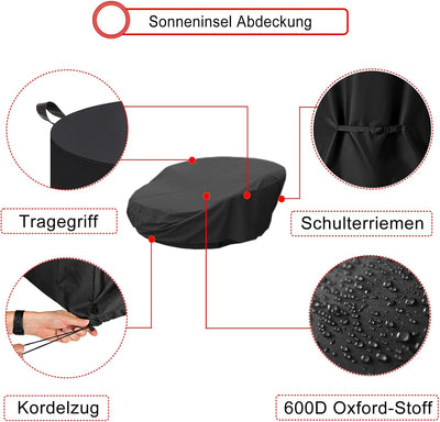 EKQSGLC Sonneninsel Abdeckung, 600D Sonneninsel Schutzhülle Wasserdicht, Sonneninsel Abdeckhaube mit