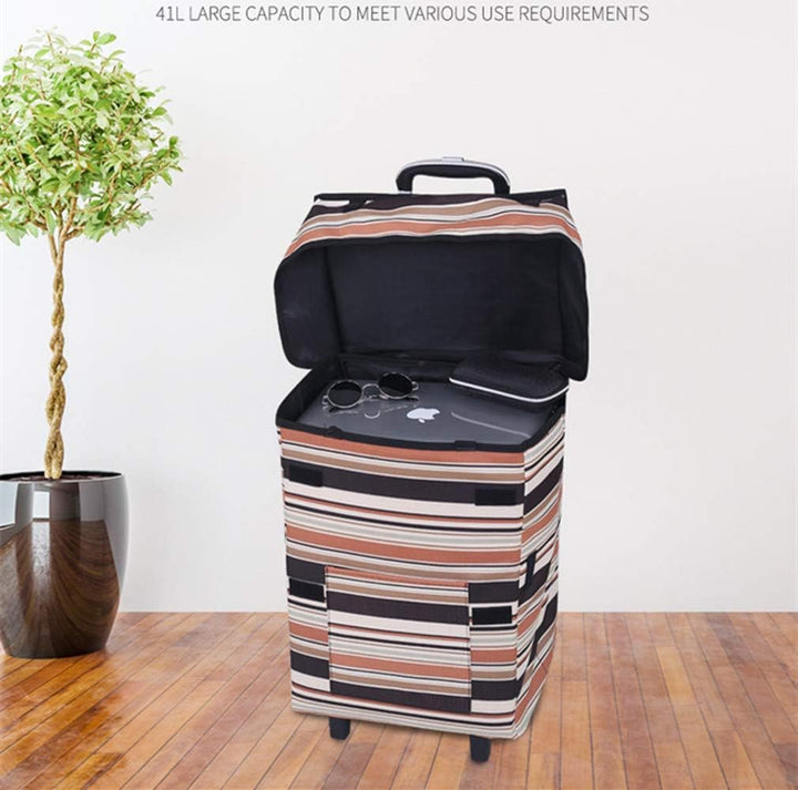 Falytemow Faltbarer Einkaufstrolley mit Rädern Oxford Trolley Tasche für Einkäufe Farbstreifen, Farb