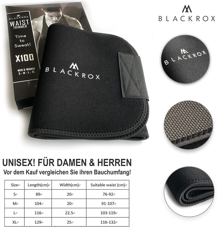 BLACKROX Waist Trimmer Fitnessgürtel Vergleichssieger Damen &amp; Herren,Schwitzgürtel zur Fettverbrennu