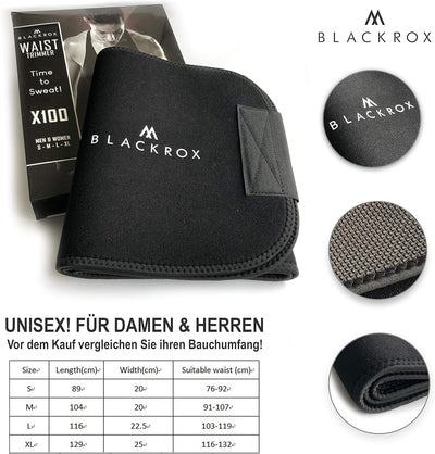 BLACKROX Waist Trimmer Fitnessgürtel Vergleichssieger Damen & Herren,Schwitzgürtel zur Fettverbrennu