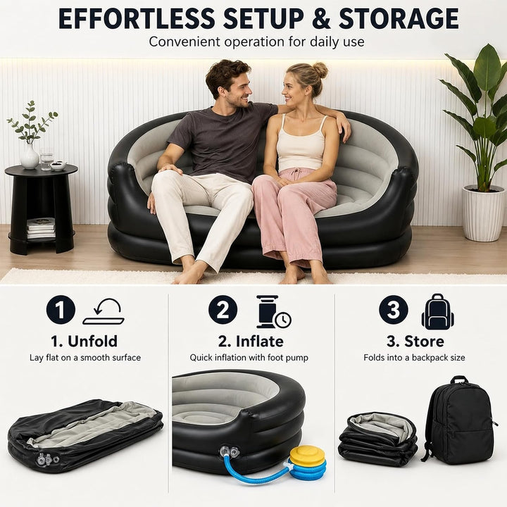 2-Sitzer Aufblasbares Sofa, Aufblasbarer Sessel Indoor &amp; Outdoor | Aufblasbare Couch für Erwachsene,