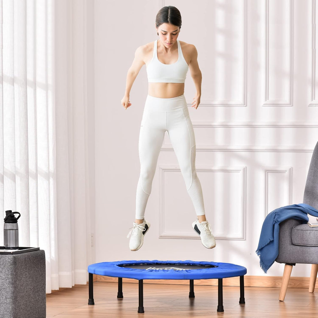 HOMCOM Fitness Trampolin Ø91 cm Mini Trampoline mit rutschfesten Füssen Trampolin 100kg Belastbar fü
