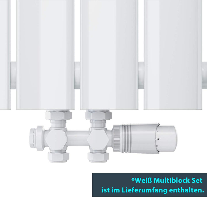 ELEGANT Design Heizkörper Horizontal mit Weiss Multiblock 630x1001mm Einlagig Weiss Badezimmer/Wohnr