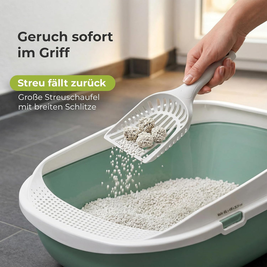 XXL Katzentoilette Schale 65 cm Agave mit Rand und Schaufel, agave