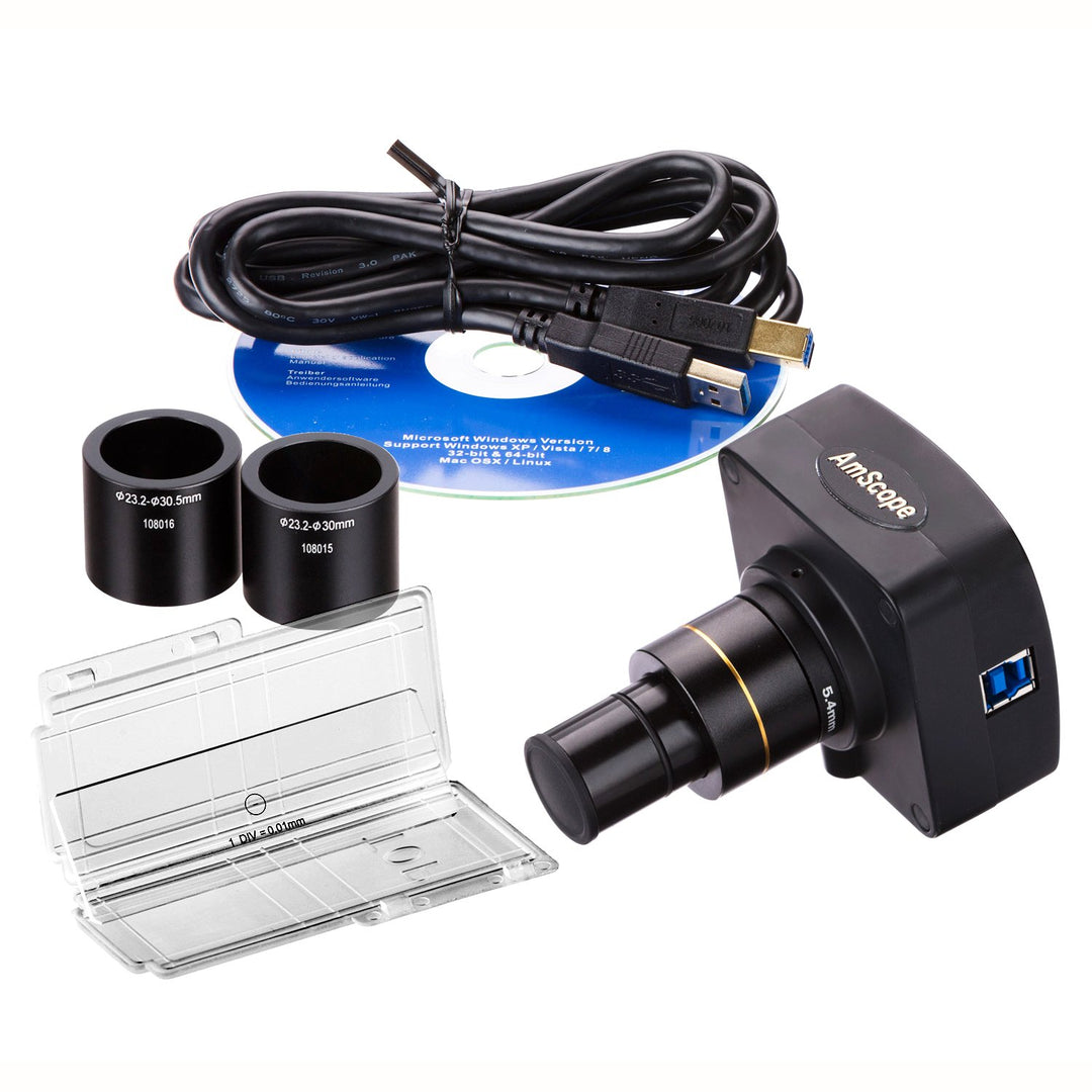 AmScope MU1003-CK 10MP Live Video USB3.0 Digitalmikroskopkamera, Kalibrierungskit