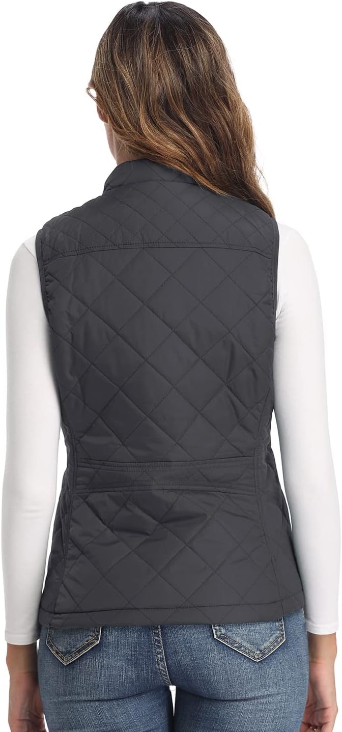 LONGKING Damen Wattiert Mode-Westen XS Dunkelgrau, XS Dunkelgrau
