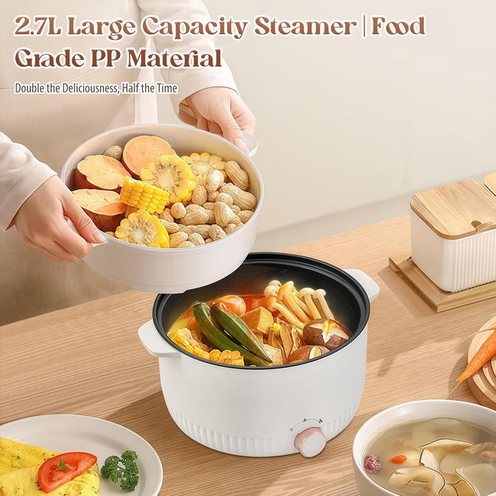 Elektrischer Hot Pot mit Dampfeinsatz, 5L Elektrische Hot Pot, 1350W Hotpot Topf, Tragbare Antihaft