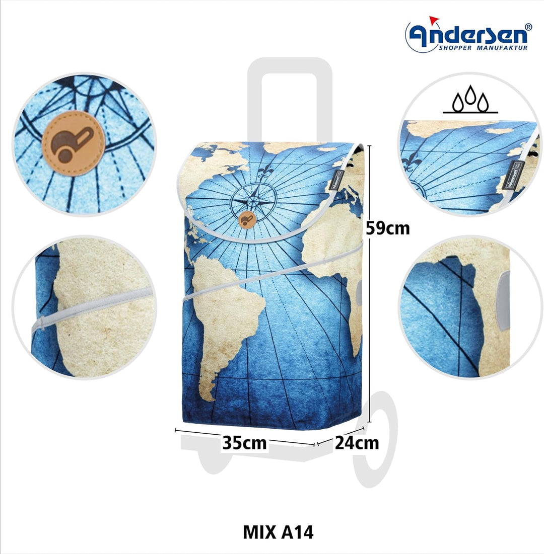 ANDERSEN Einkaufstrolley - Scala Shopper Mix A14 | mit Flüsterrädern, klappbar, aus Stahl, bis 40 kg
