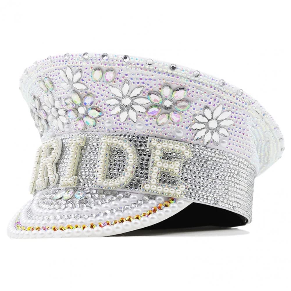 Frauen Militärkappe Handgefertigte Strassbraut Hut Glitzer Lace Baseball Cap Women Bling Cap Für Hoc