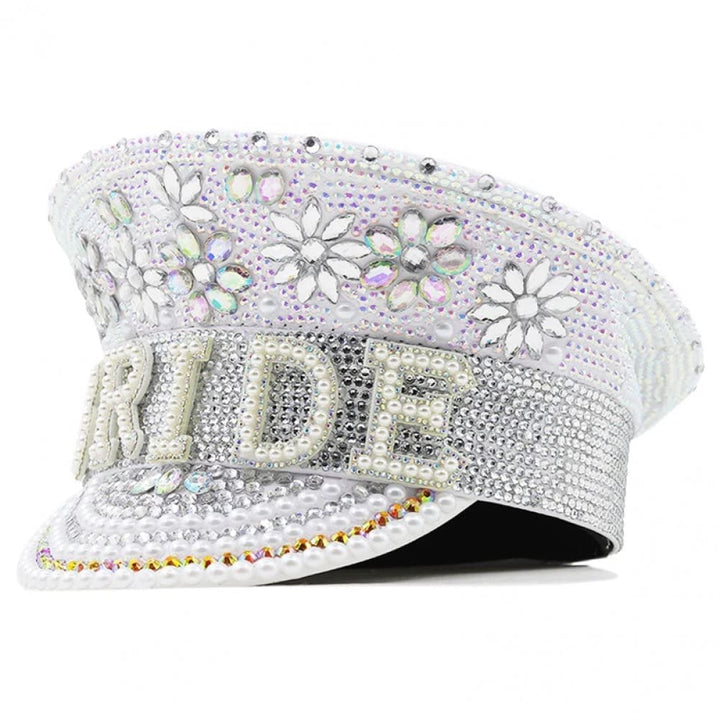 Frauen Militärkappe Handgefertigte Strassbraut Hut Glitzer Lace Baseball Cap Women Bling Cap Für Hoc