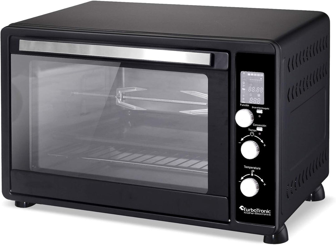 TurboTronic digitaler Minibackofen 45l schwarz 2000W, Drehspiess, 2 Backbleche, Timer, Dörrer, Dörrg