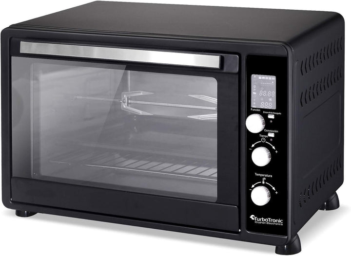 TurboTronic digitaler Minibackofen 45l schwarz 2000W, Drehspiess, 2 Backbleche, Timer, Dörrer, Dörrg