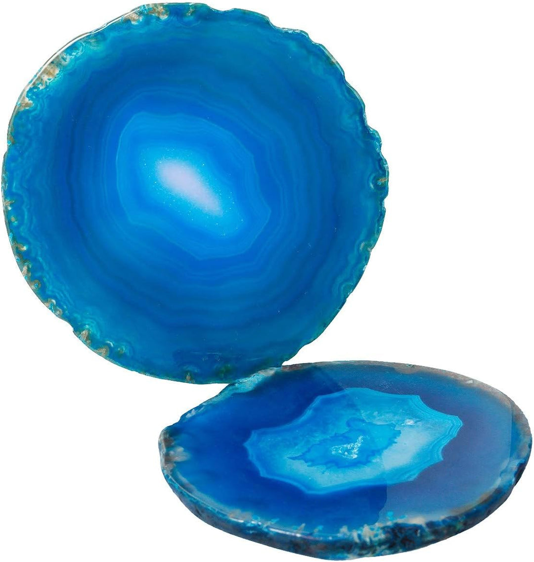 mookaitedecor 12 Stück Natürliche Geode Achat Scheiben, Rund poliert Achat Edelsteine Namen Karten f