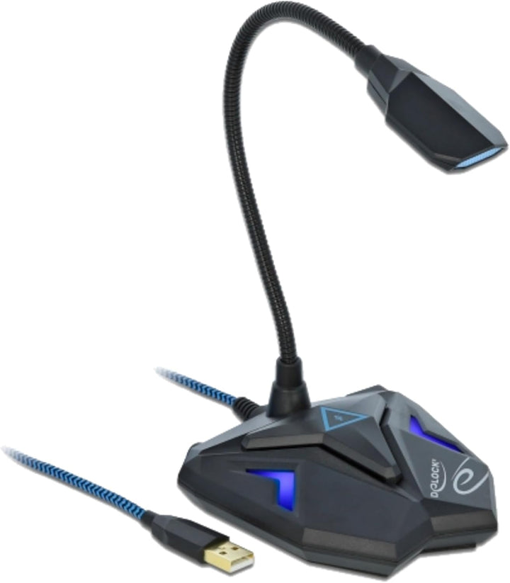 Delock Desktop USB Gaming Mikrofon mit Schwanenhals und Mute Button, 66330