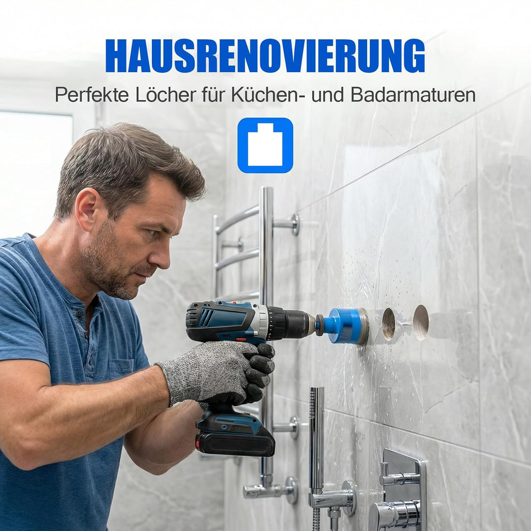 Diamant Fliesenbohrer Set 20/25/30/35/40/45/50/68mm + Adapter - 9 Stück M14 Diamantbohrer Lochsäge f