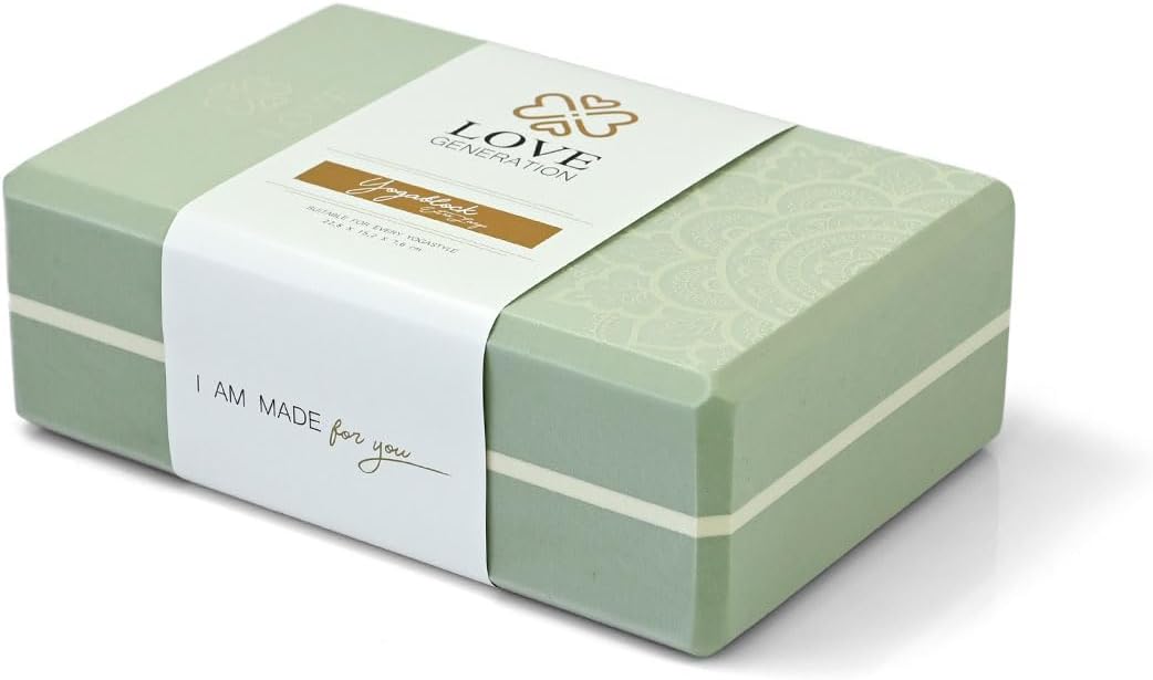 Love Generation - Yoga Block - High Density Eva - für Yoga, Fitness, Pilates und Stretching (Grün)