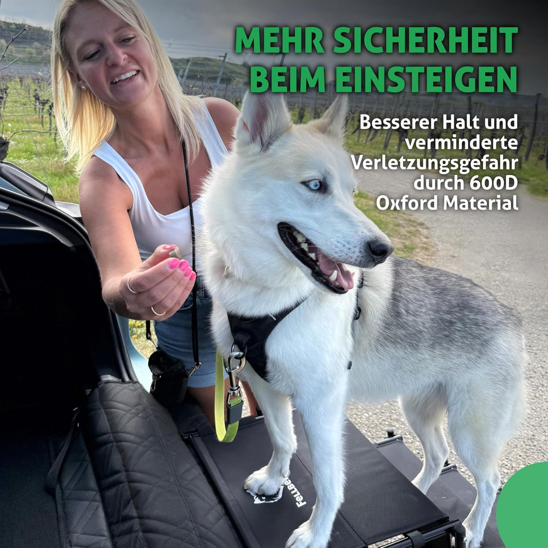 Ladekantenschutz Kofferraum [extra starker Klett + Befestigungshaken] Stossstangenschutz Hund - Koff