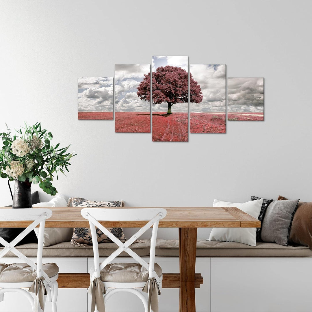 Runa Art Wandbilder Landschaft Baum 5 Teilig Bild auf Vlies Leinwand Deko Schlafzimmer Wohnzimmer Bl