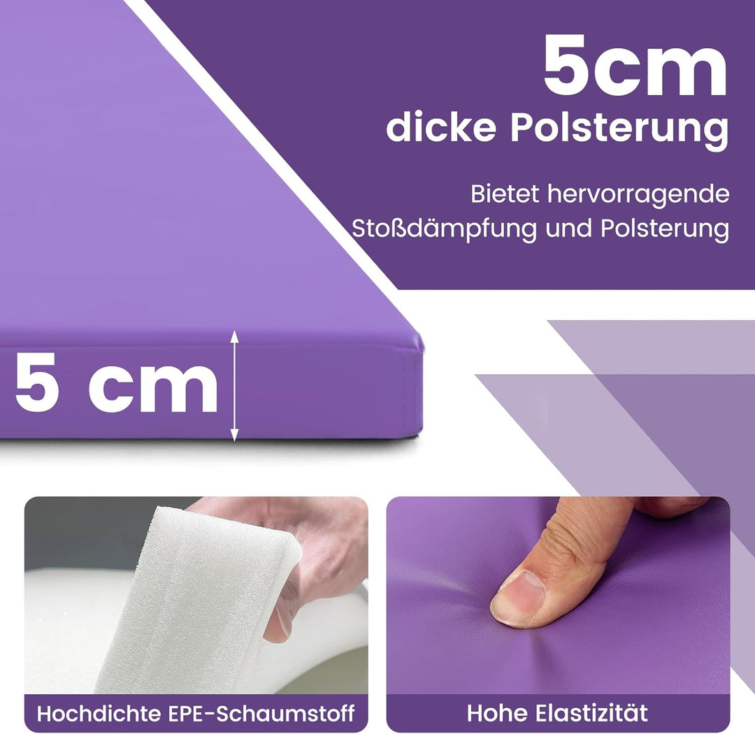 COSTWAY 300 x 120 x 5 cm Weichbodenmatte, Gymnastikmatte klappbar, Turnmatte aus PU mit Kletterversc
