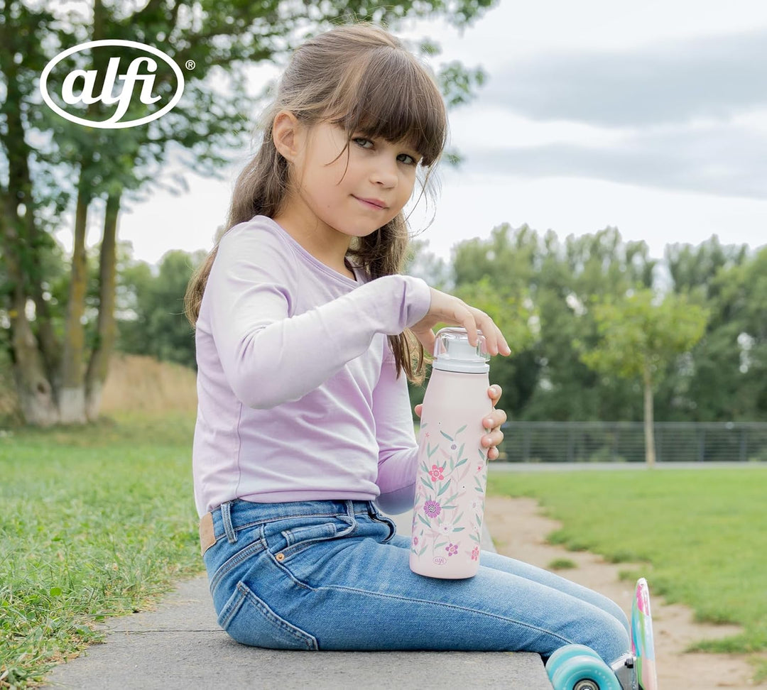 alfi KIDS ISO BOTTLE Isolierflasche 0,50 l, 24 h kalt, flowers | Kohlensäurefest, auslaufsicher, Dre
