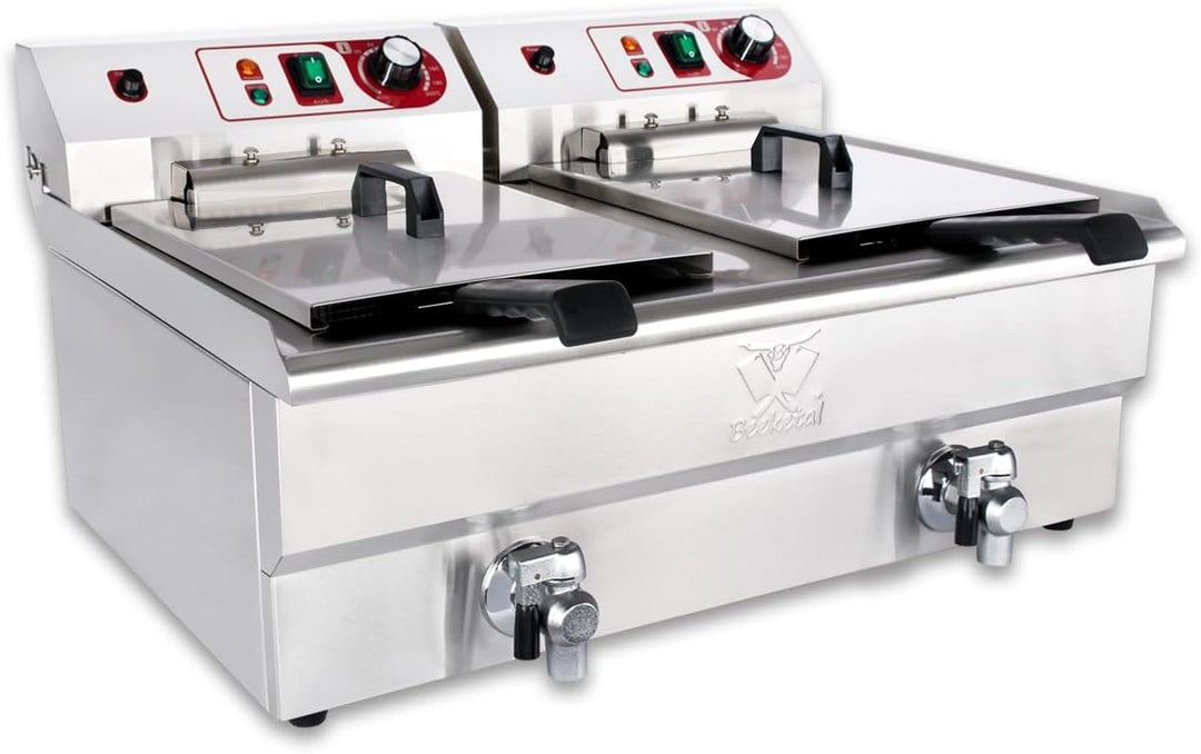 Beeketal 'BWF-162' Profi Gastronomie Doppel Kaltzonen Fritteuse (2 x 16l Volumen für max. 2 x 11l Öl