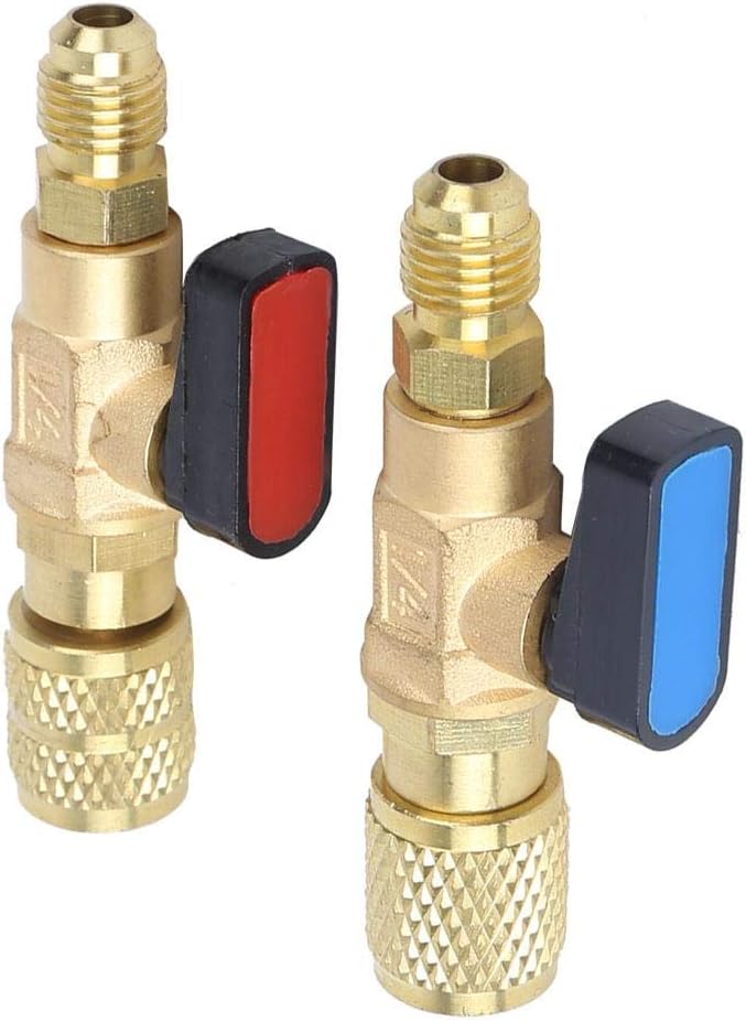 Haofy Klimaanlagen Kältemittel Kugelhahn, 2 Stück Kältemittelventil Kugelhahn Ladeschläuche Adapter,