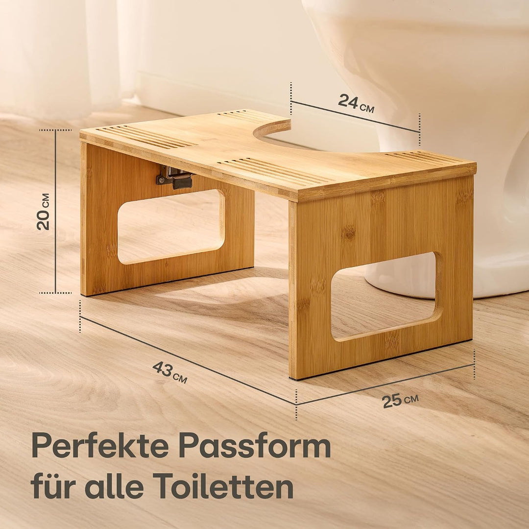 Praknu Klappbarer Toilettenhocker aus FSC® Bambus-Holz – 𝗥𝘂𝘁𝘀𝗰𝗵𝗳𝗲𝘀𝘁𝗲𝗿 WC-Hocker für Erwachsene - Erg