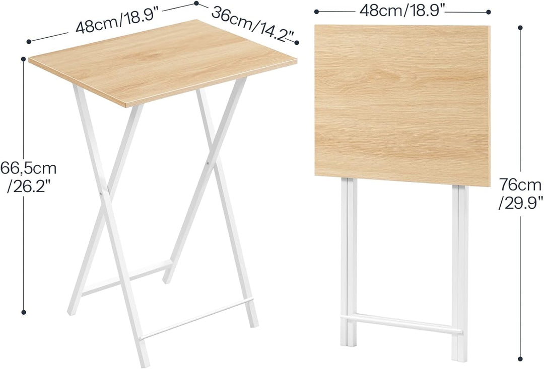 HOOBRO Beistelltisch, Klappbar Tablett Tisch, Sofatisch, TV Tray im Industriestil, Einfach Montierba