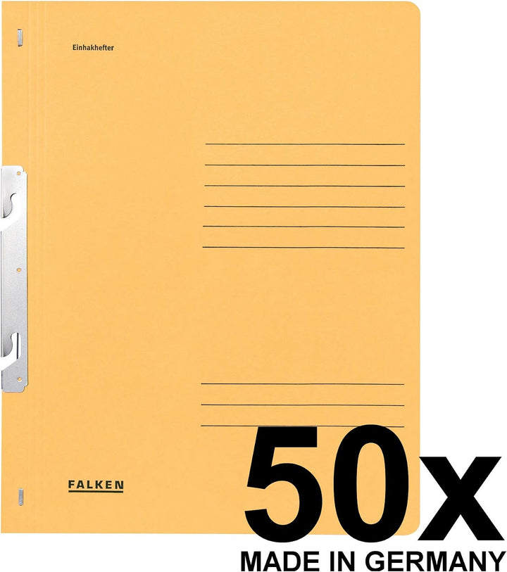 Original Falken 50er Pack Einhakhefter. Made in Germany. Aus Recycling-Karton mit ganzem Vorderdecke