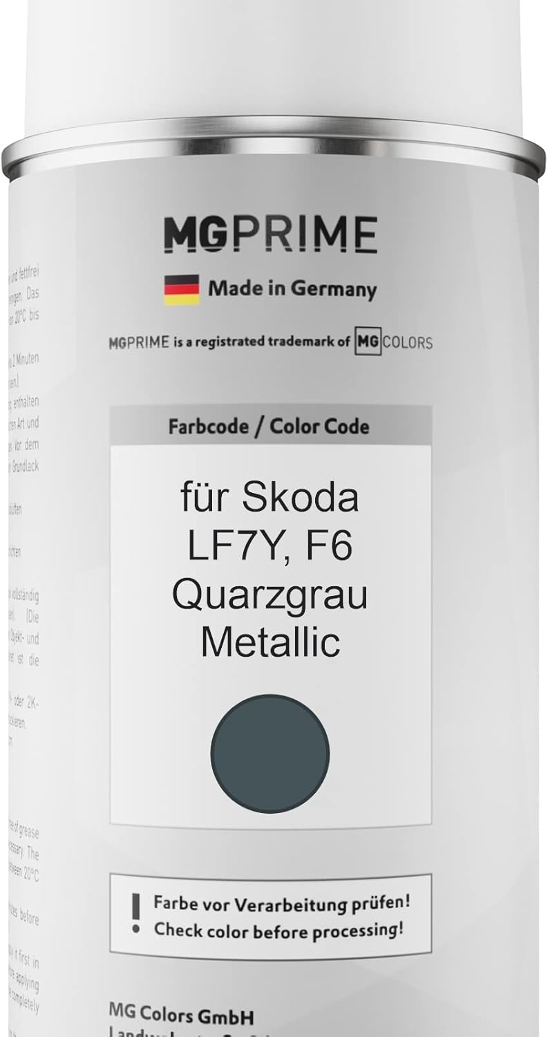 MG PRIME Autolack 2K Spraydosen Set für Skoda LF7Y / F6 Quarzgrau Metallic Basislack 2 Komponenten K