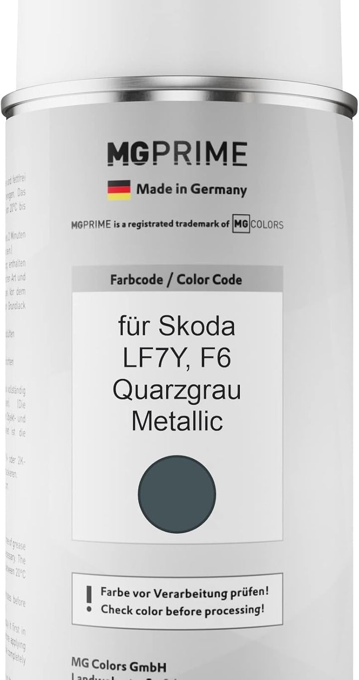 MG PRIME Autolack 2K Spraydosen Set für Skoda LF7Y / F6 Quarzgrau Metallic Basislack 2 Komponenten K