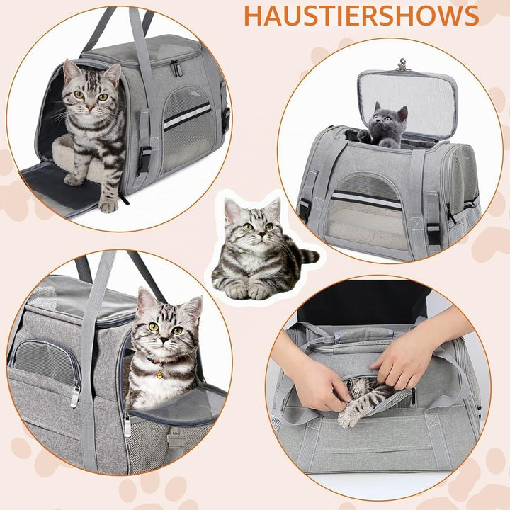 Transporttasche für Hund Katze Faltbar Hundetransportbox Katzentransportbox Atmungsaktiv Hundetasche