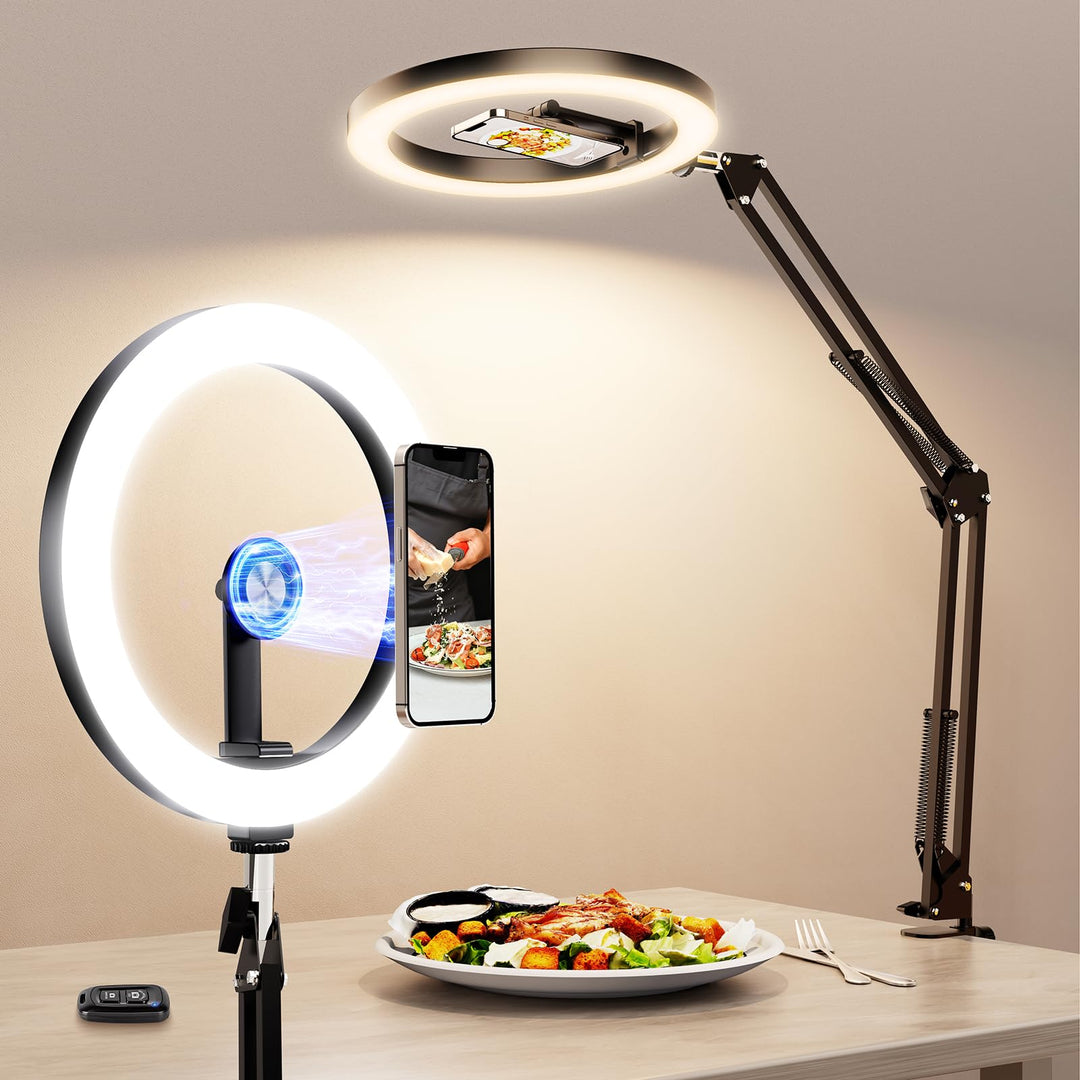 Magnetischen Overhead Stativ Handy mit Ringlicht für Küche & Food-Videos – Ringlicht mit Stativ für