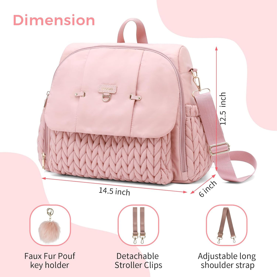 Leila Wickelrucksack mit verstellbaren Schultergurten, Kinderwagen-Clips und Wickelauflage – Modebew