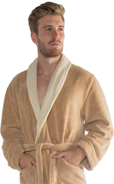 CelinaTex S-XXXL Bademantel Schalkragen zweifarbig lang Taschen Damen Herren Unisex Mikrofaser Kusch