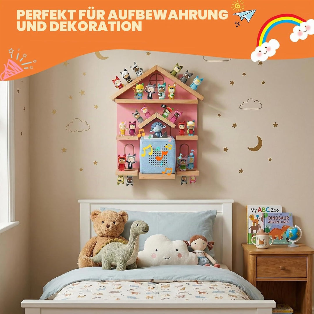 Gieanoo Rosa für Tonie Regal, Kiefernholz Schwimmende Wandregale Kompatibel mit Toniebox 1 und 2, Ma