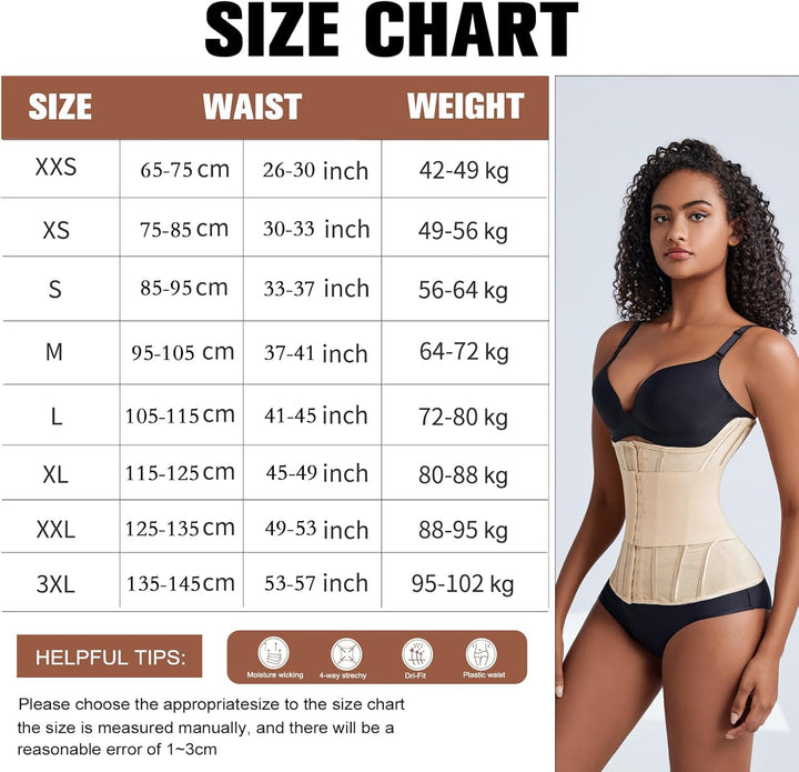 Korsett Damen Bauchweg Doppelte Verschlüsse, Waist Trainer Doppellagiges Verschlusssystem Bauchweggü