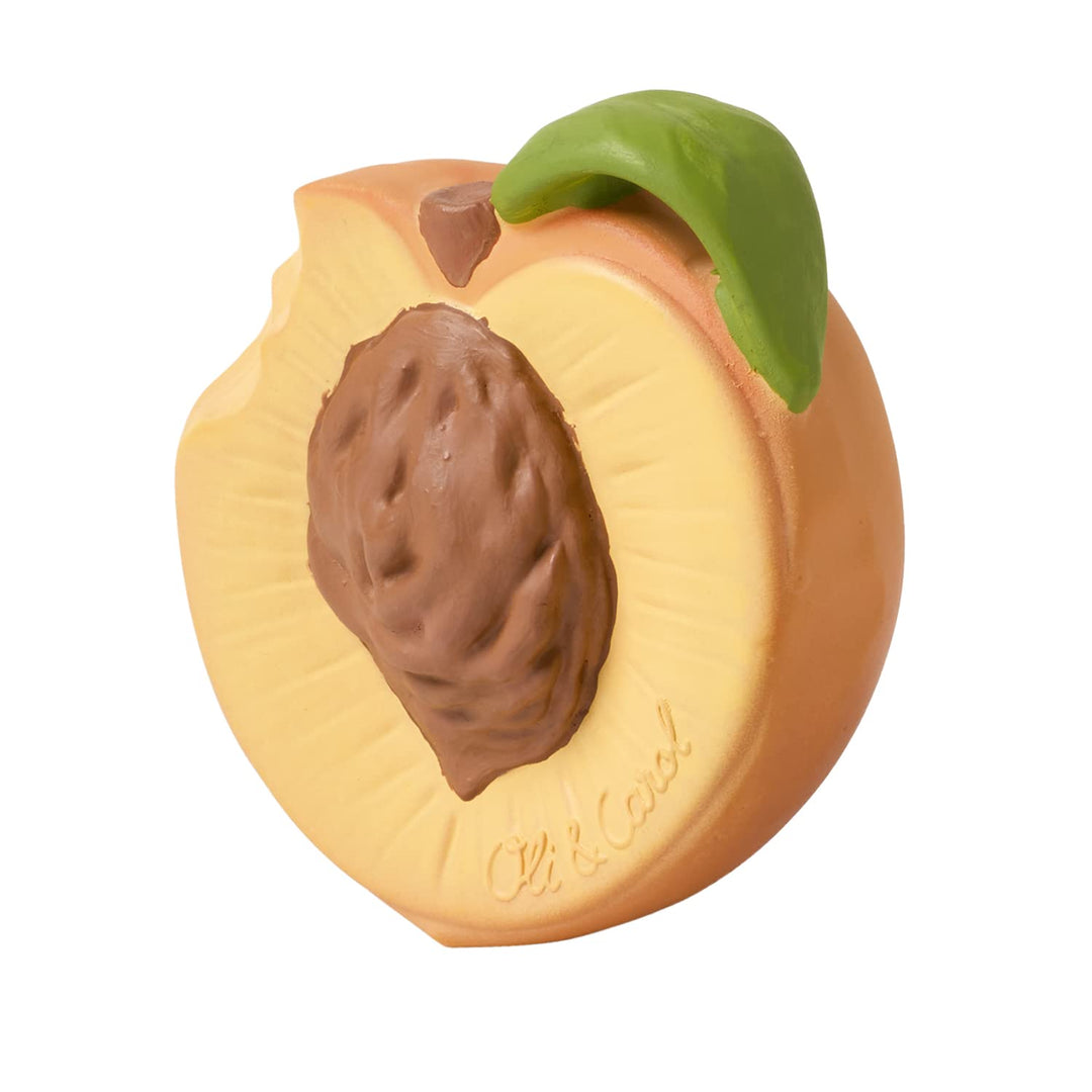 Oli & Carol Baby-Beissring aus Naturkautschuk – Geschenk für Babys 0–3 6 Monate, 1 Jahr – Palm Peach
